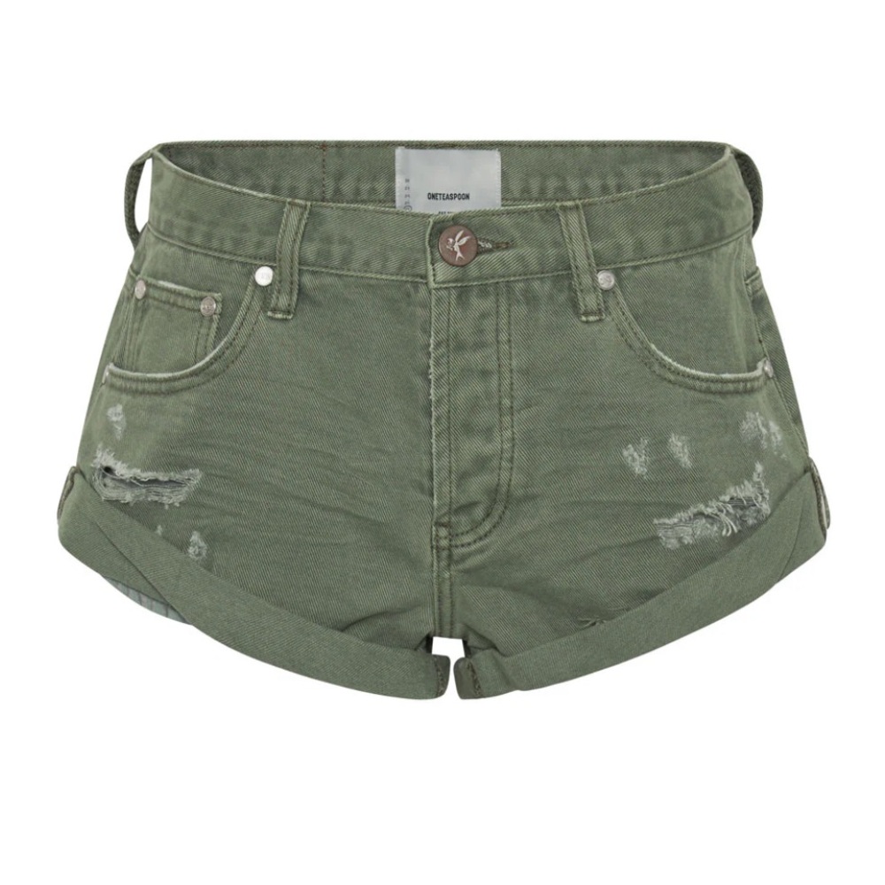 ONE TEASPOON Bandits Low Waist Denim Shorts - Super Khaki size 28